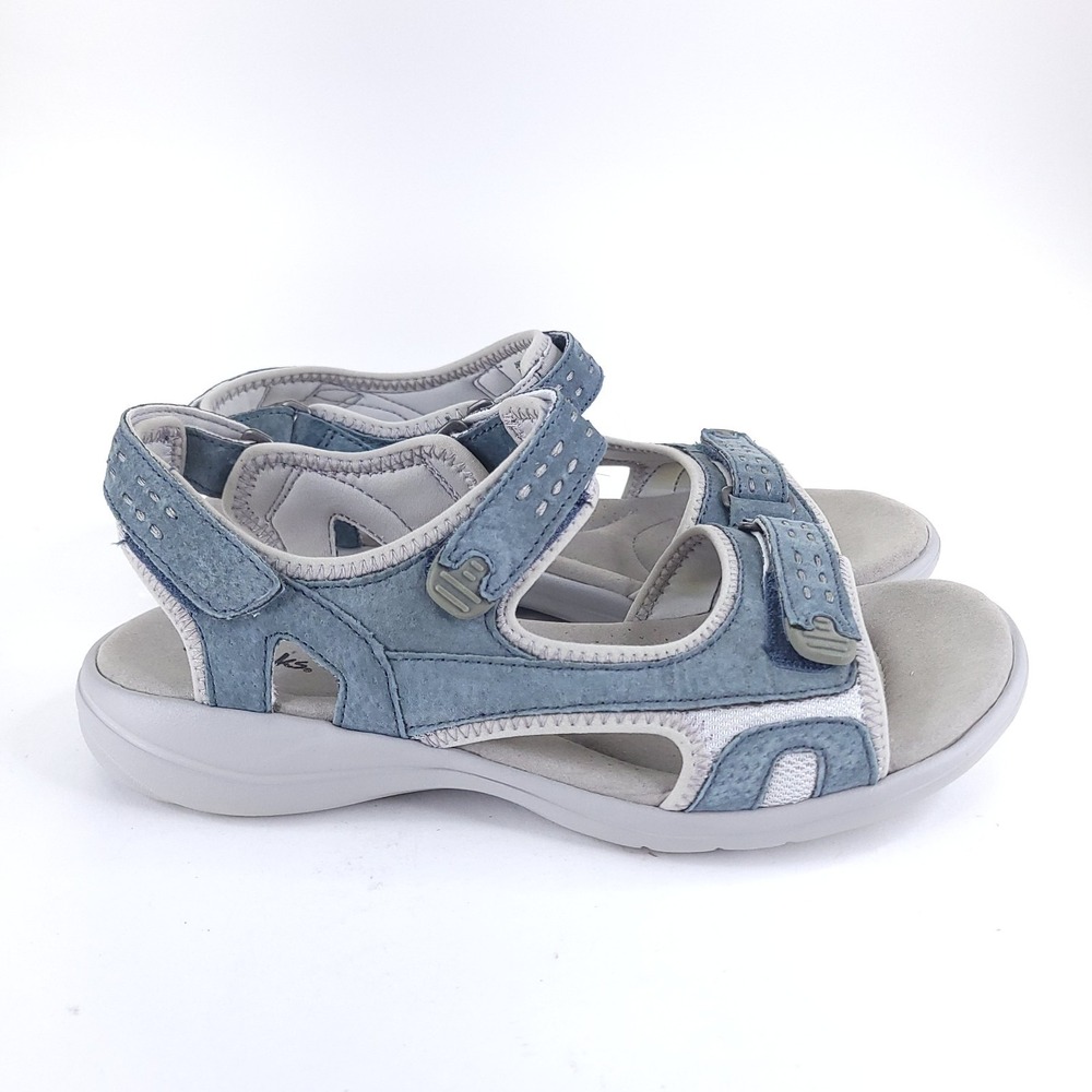 Clarks Morse Tour Sandals Womens 9.5 M Blue Leather Ankle Strap Gorpcorp